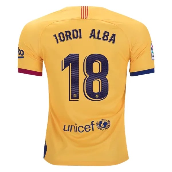 Camiseta Barcelona NO.18 Jordi Alba Replica Segunda Ropa 2019/20 Amarillo